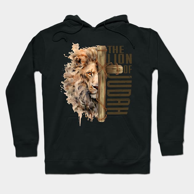 Lion Of Judah Lion Cross Christian Faith Jesus Hebrew Lion Hoodie by smartrocket